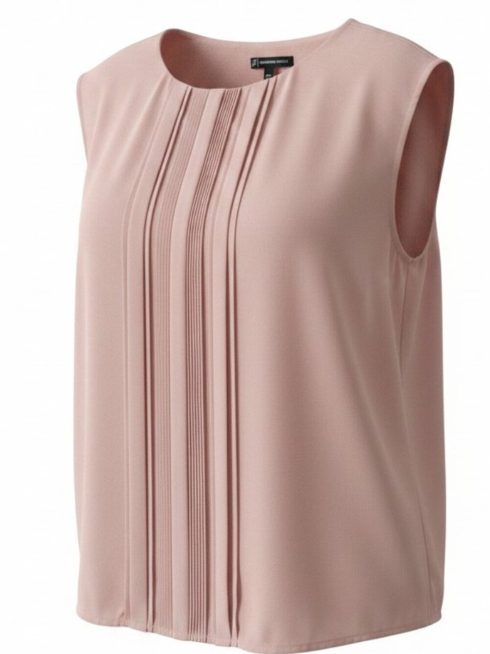 Adrianna Papell Pintuck Pleated Sleeveless Blouse Blush Pink Crepe  Work Career